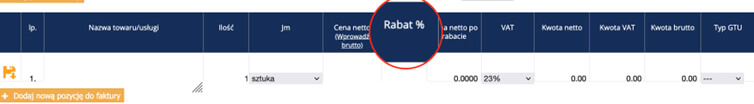 Jak dodać rabat na fakturze?