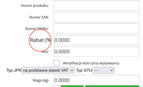 Rabat przypisany do produktu