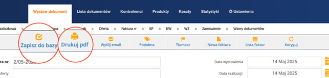 Wydrukuj PDF faktury