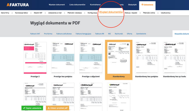 Jak zmienić wygląd faktury?